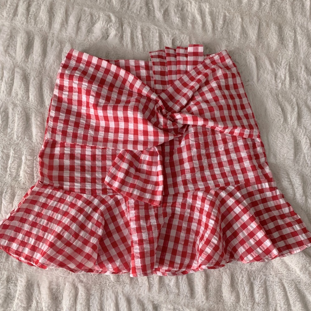 Red and White Plaid Skirt